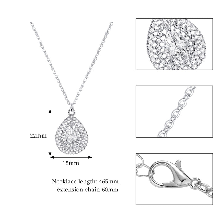 Elegant Women Cubic Zirconia Waterdrop Shape Faux Pearl Necklace Jewelry Gift Image 8