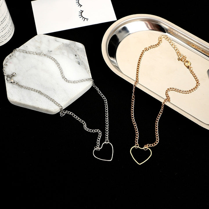 Women Simple Heart-shaped Hollow Pendant Necklace Choker Chain Accessory Gift Image 6