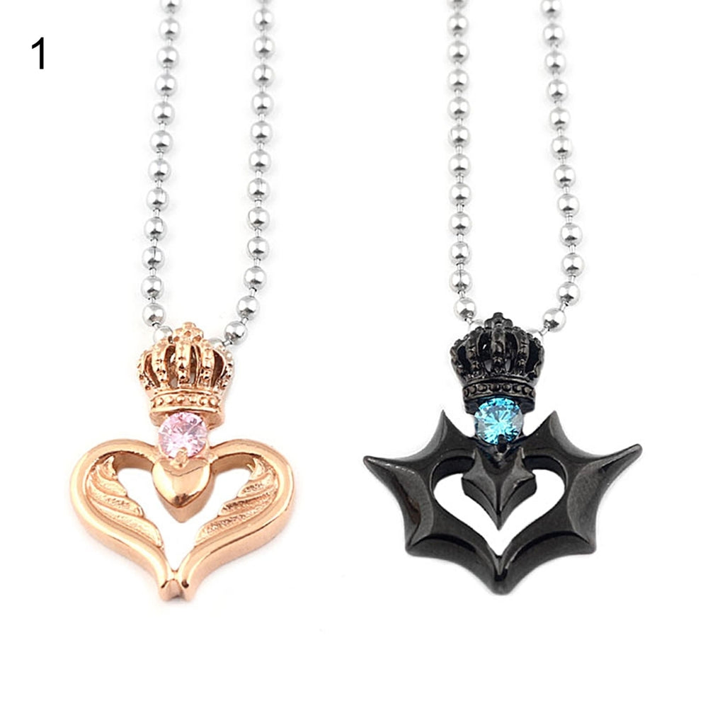 2Pcs Her King His Queen Letter Couple Face Pendant Heart Necklace Jewelry Gift Image 2