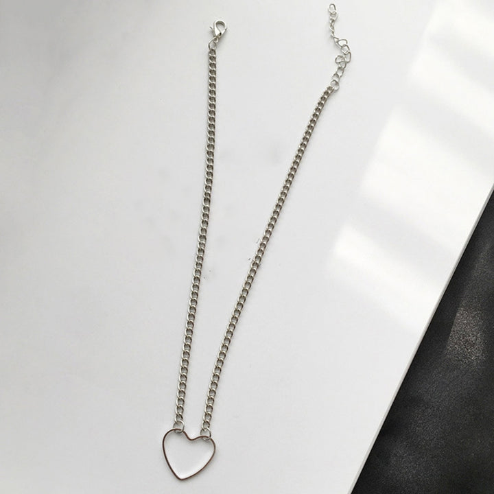 Women Simple Heart-shaped Hollow Pendant Necklace Choker Chain Accessory Gift Image 7