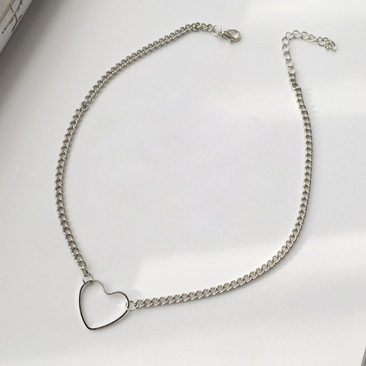 Women Simple Heart-shaped Hollow Pendant Necklace Choker Chain Accessory Gift Image 8