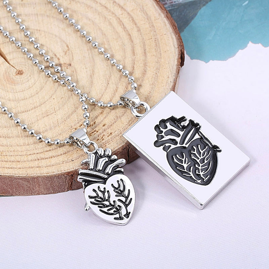 2Pcs Creative Heart Shape Splicing Pendant Couple Necklace Lover Jewelry Gift Image 1