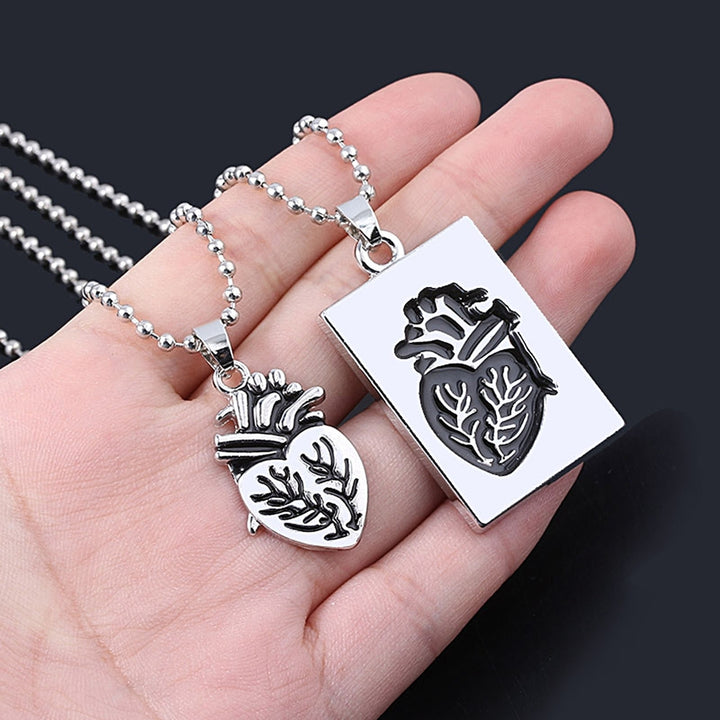 2Pcs Creative Heart Shape Splicing Pendant Couple Necklace Lover Jewelry Gift Image 4