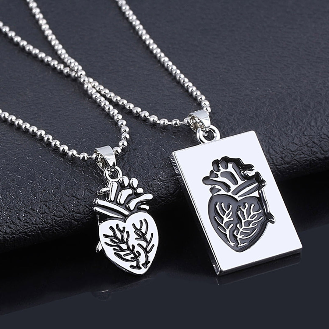 2Pcs Creative Heart Shape Splicing Pendant Couple Necklace Lover Jewelry Gift Image 4