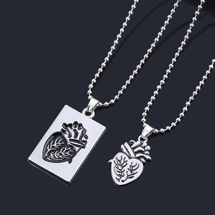 2Pcs Creative Heart Shape Splicing Pendant Couple Necklace Lover Jewelry Gift Image 7