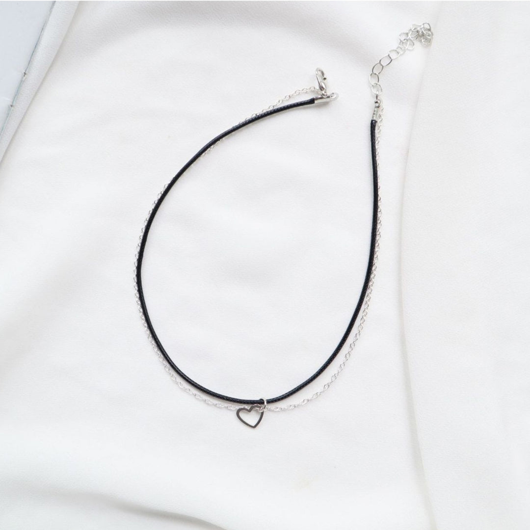 Women Girls Simple Double Layer Necklace Fashionable Choker Pendant Jewelry Image 4