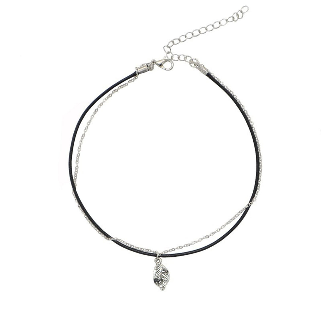 Women Girls Simple Double Layer Necklace Fashionable Choker Pendant Jewelry Image 1