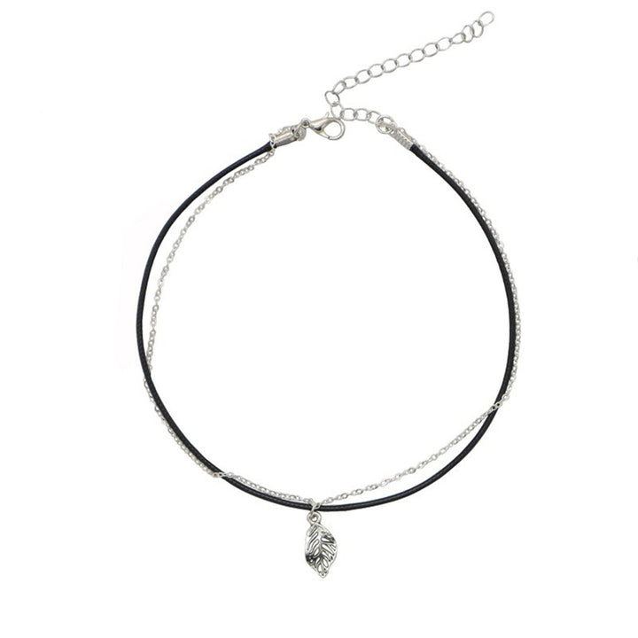 Women Girls Simple Double Layer Necklace Fashionable Choker Pendant Jewelry Image 1