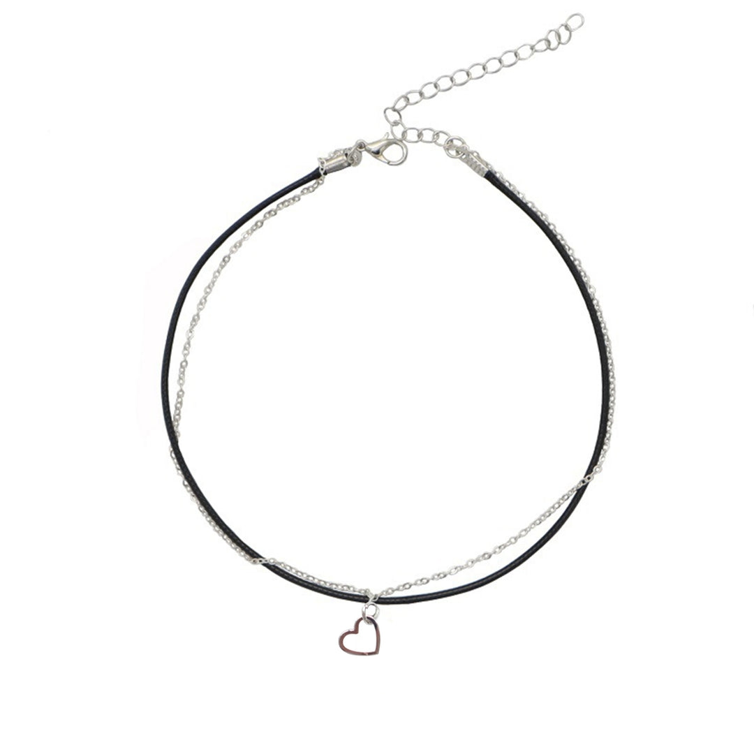 Women Girls Simple Double Layer Necklace Fashionable Choker Pendant Jewelry Image 9