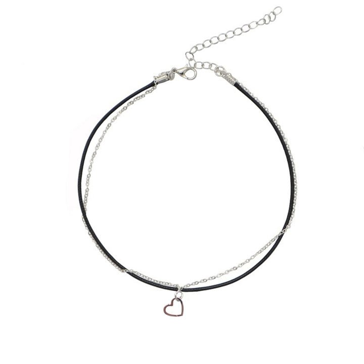 Women Girls Simple Double Layer Necklace Fashionable Choker Pendant Jewelry Image 9