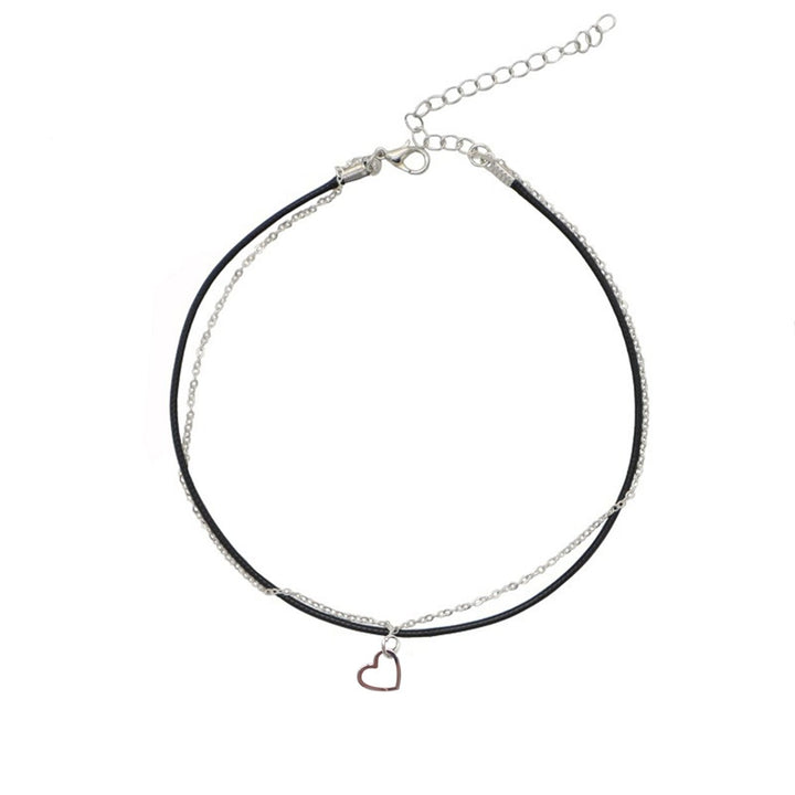 Women Girls Simple Double Layer Necklace Fashionable Choker Pendant Jewelry Image 1