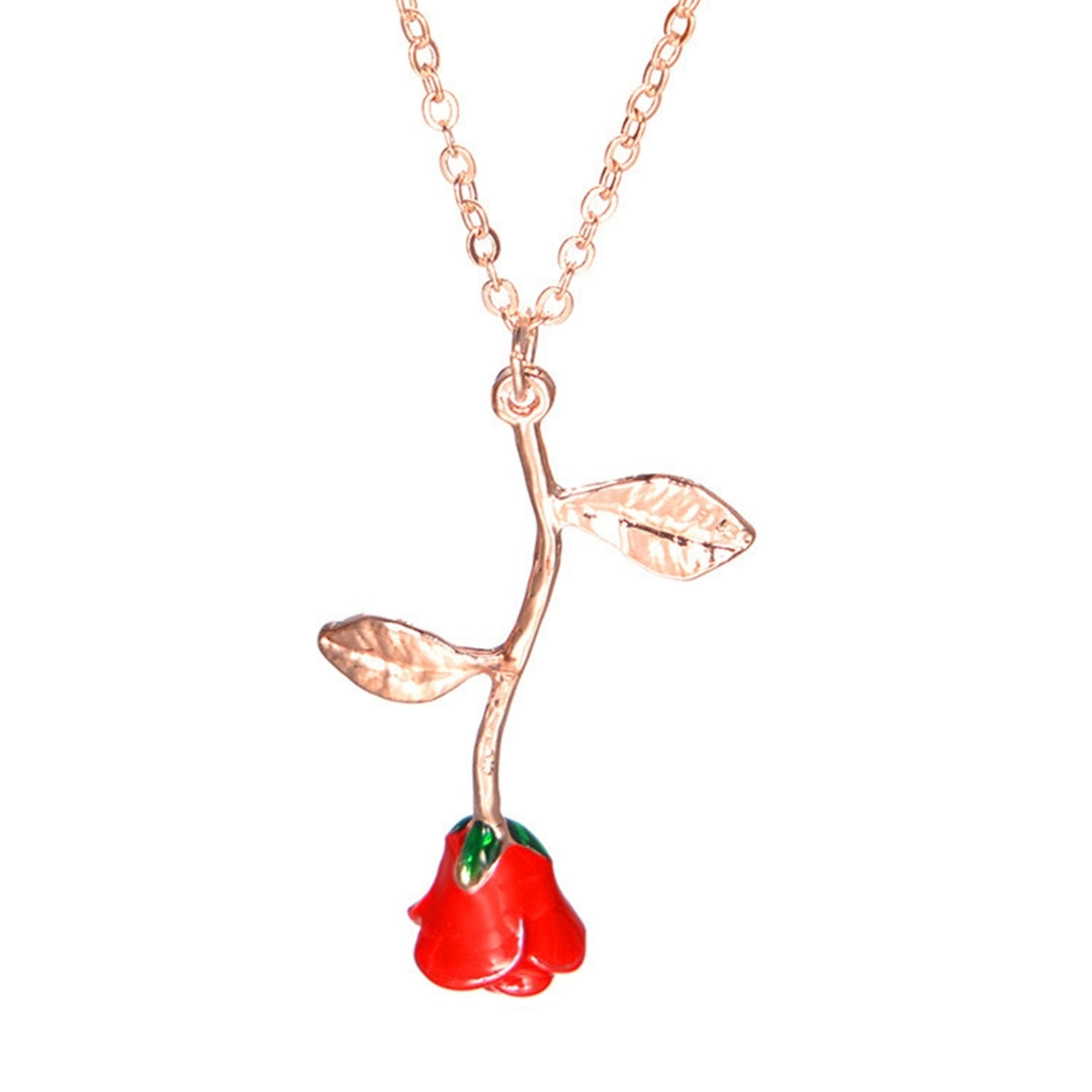 Women Elegant Rose Flower Pendant Chain Necklace Jewelry Valentines Day Gift Image 7