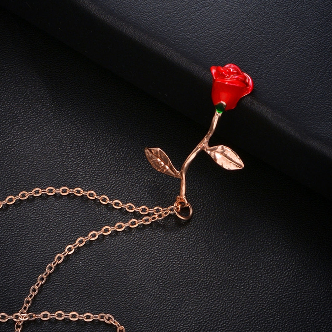 Women Elegant Rose Flower Pendant Chain Necklace Jewelry Valentines Day Gift Image 12