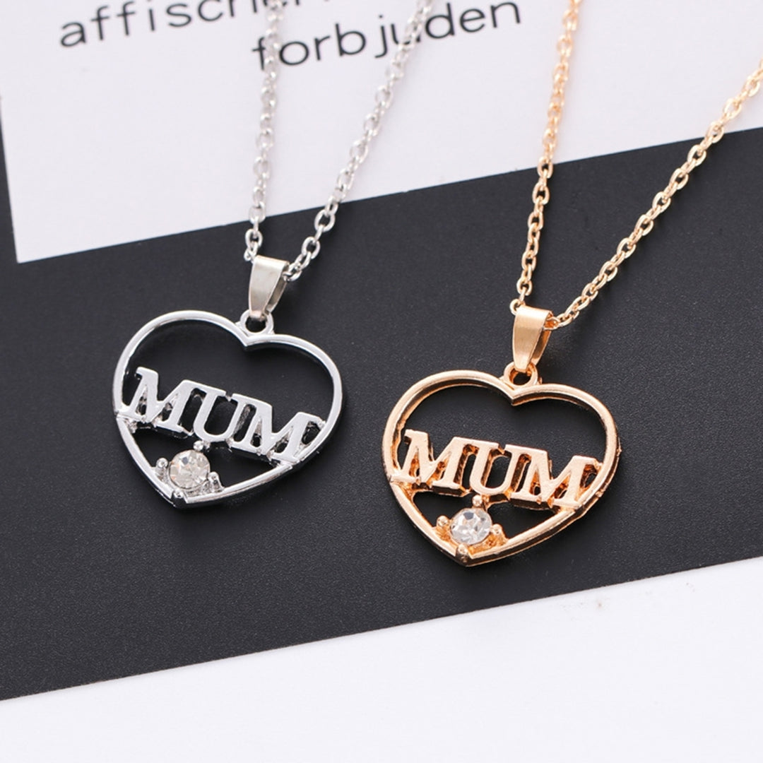 MUM Letter Heart Pendant Necklace Choker Chain Mother Day Gift Jewelry Accessory Image 1