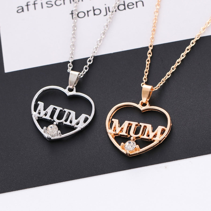 MUM Letter Heart Pendant Necklace Choker Chain Mother Day Gift Jewelry Accessory Image 1