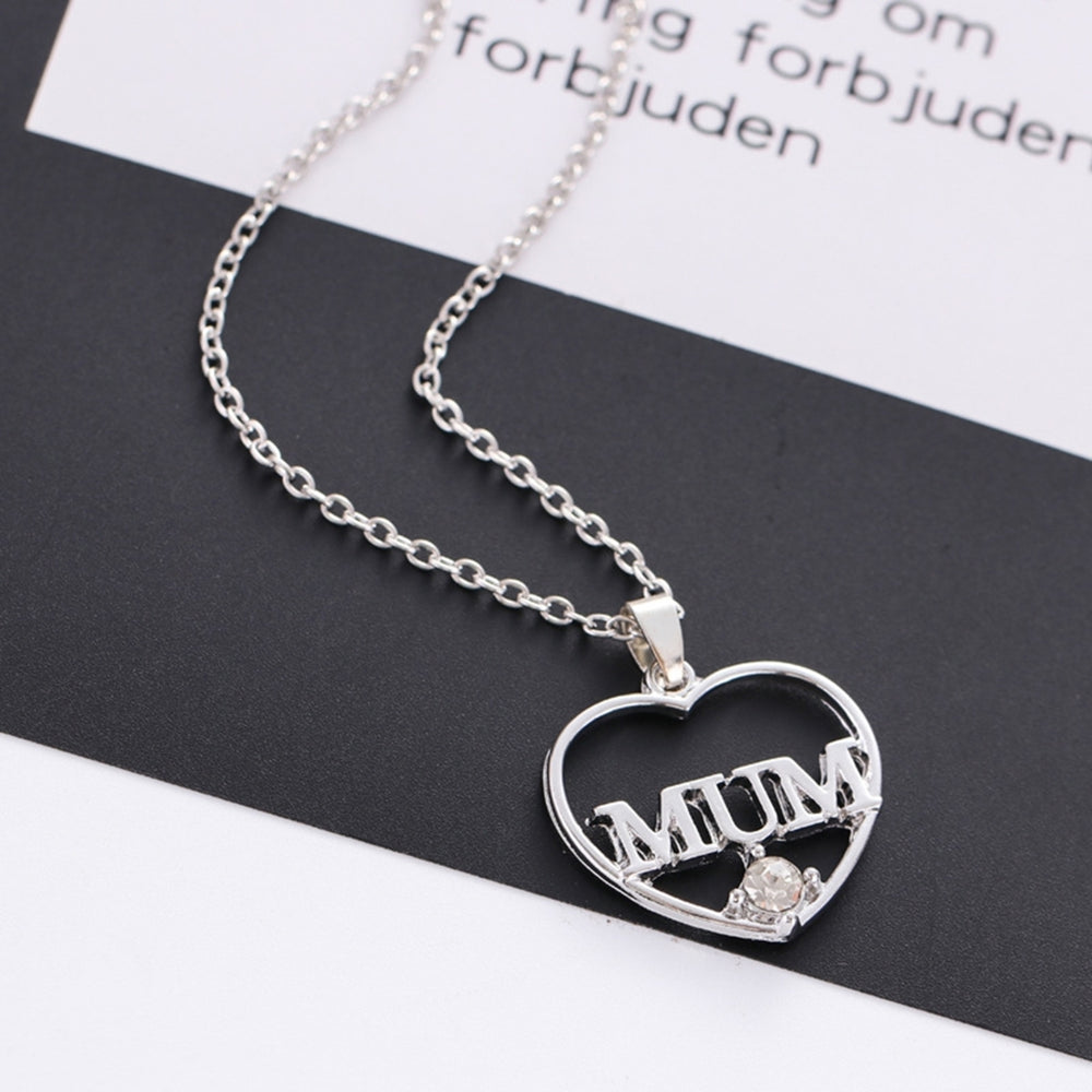 MUM Letter Heart Pendant Necklace Choker Chain Mother Day Gift Jewelry Accessory Image 2