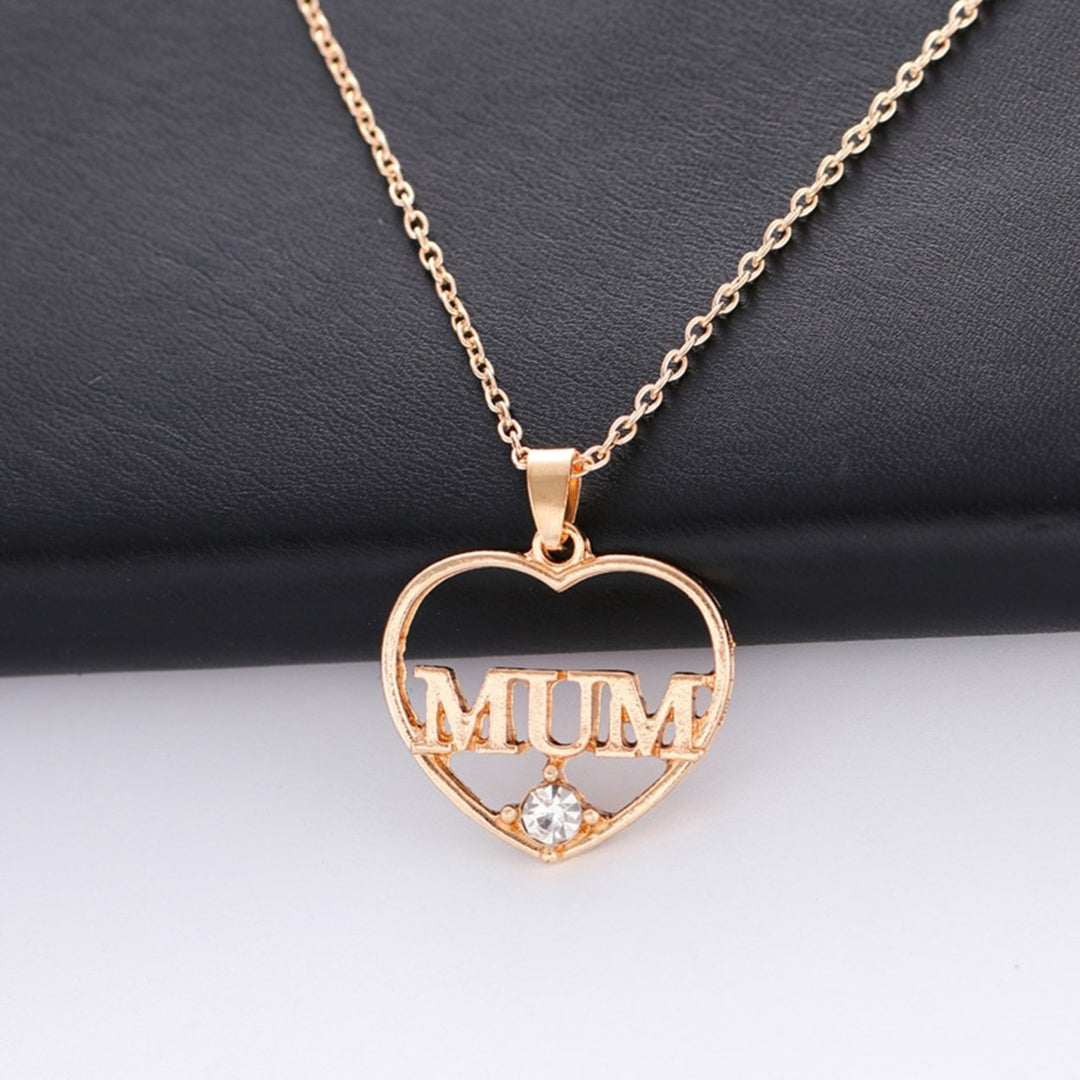 MUM Letter Heart Pendant Necklace Choker Chain Mother Day Gift Jewelry Accessory Image 3