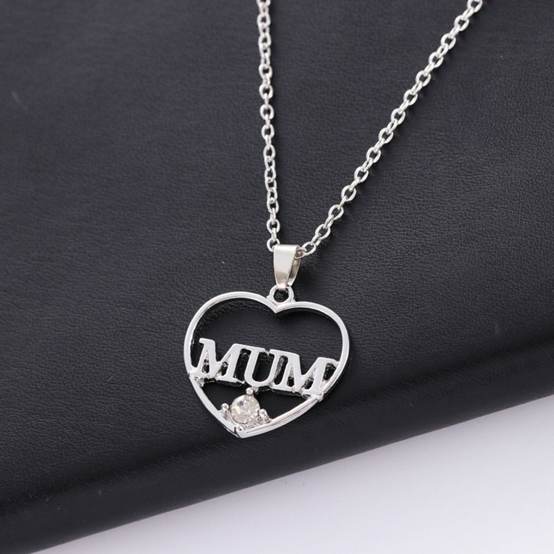 MUM Letter Heart Pendant Necklace Choker Chain Mother Day Gift Jewelry Accessory Image 4