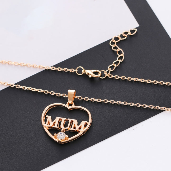 MUM Letter Heart Pendant Necklace Choker Chain Mother Day Gift Jewelry Accessory Image 6