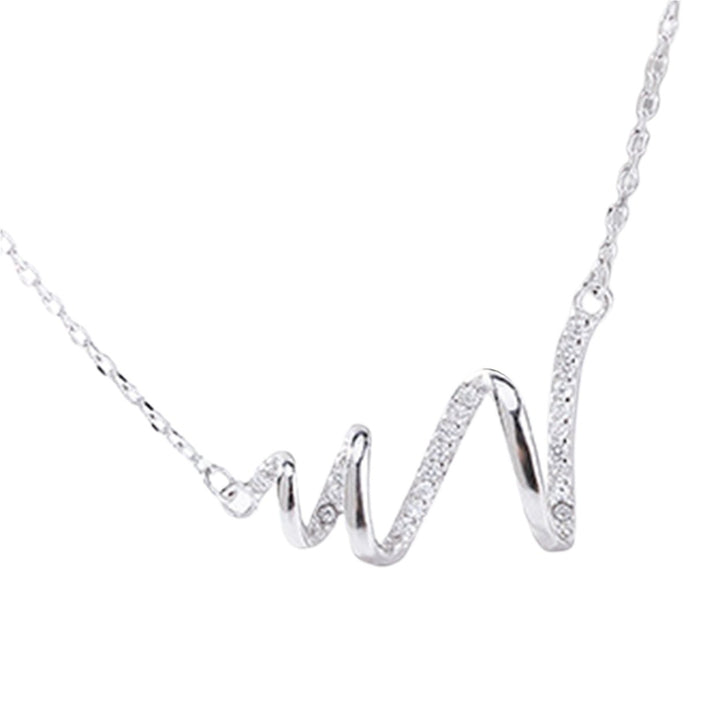 Fashion Heartbeat ECG Pendant Clavicle Chain Women Choker Necklace Jewelry Accessory for Valentine Day Image 3