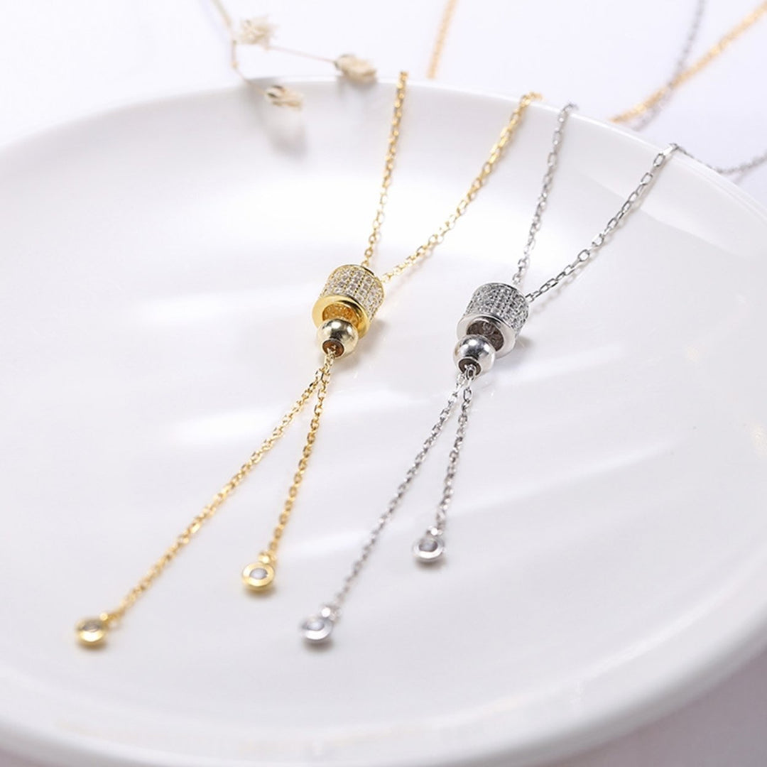 Women Necklace Elegant Electroplated Pendant Silver Plated Adjustable Neck Chain for Daily Wear Image 6