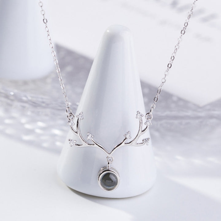 Necklace Antler-shaped Skin-friendly Silver Plated Especial Women Neck Chain for Dating Image 1