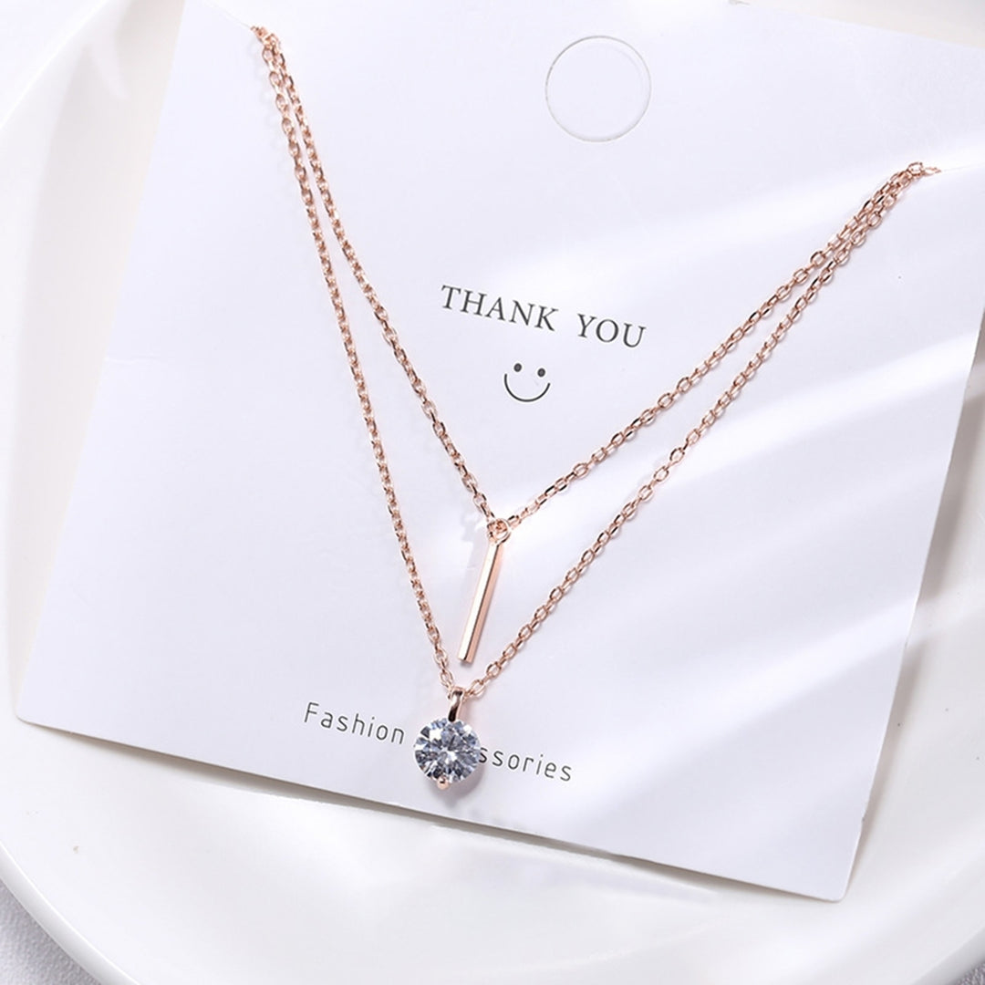 Necklace Dual-layer Wear-resistant Silver Plated Stylish Neck Wear for Banquet Image 2