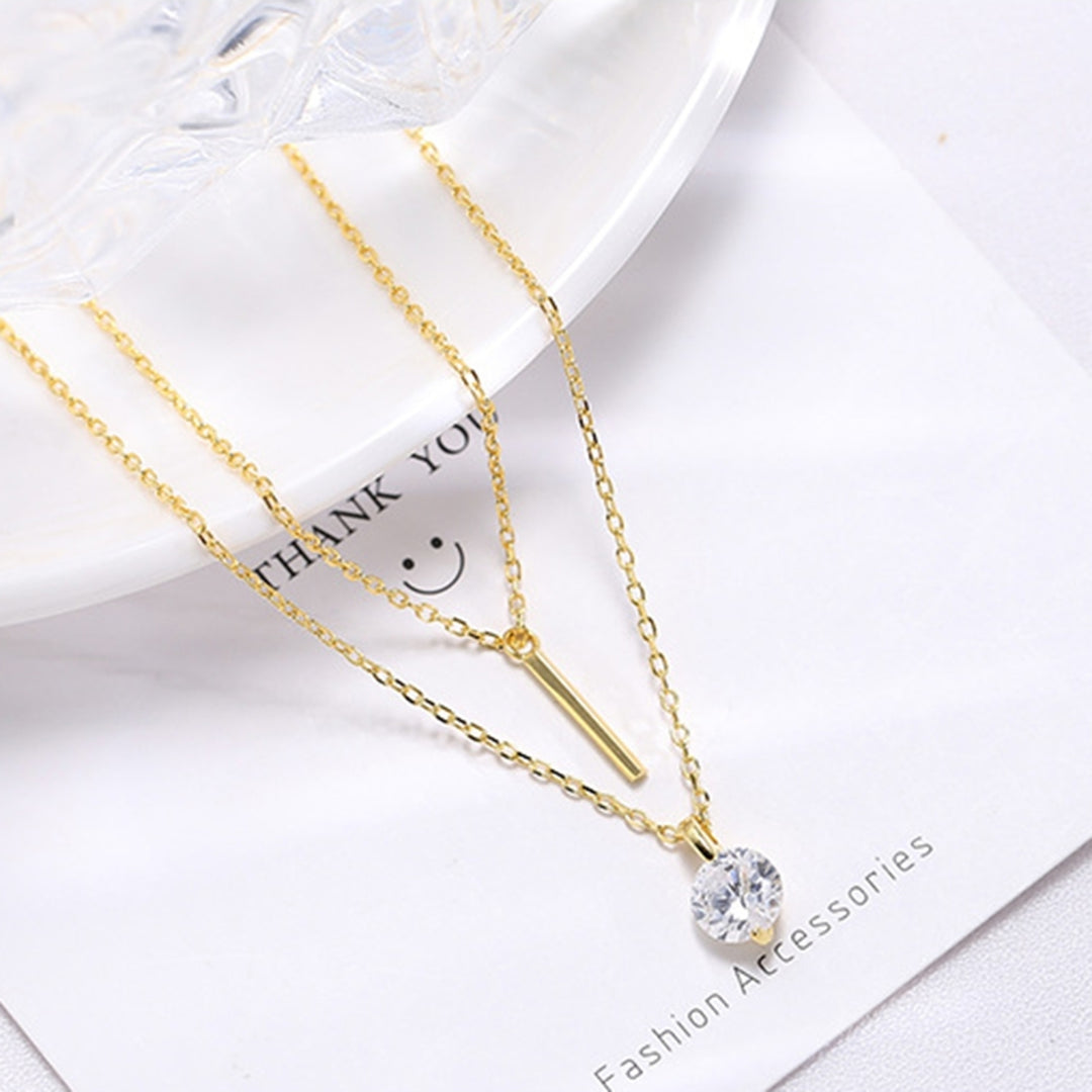 Necklace Dual-layer Wear-resistant Silver Plated Stylish Neck Wear for Banquet Image 3