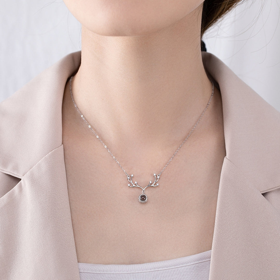 Necklace Antler-shaped Skin-friendly Silver Plated Especial Women Neck Chain for Dating Image 8