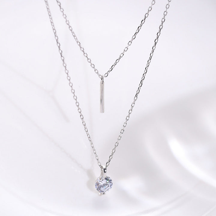 Necklace Dual-layer Wear-resistant Silver Plated Stylish Neck Wear for Banquet Image 4