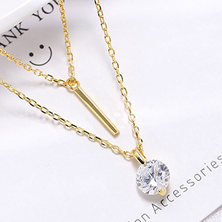 Necklace Dual-layer Wear-resistant Silver Plated Stylish Neck Wear for Banquet Image 8