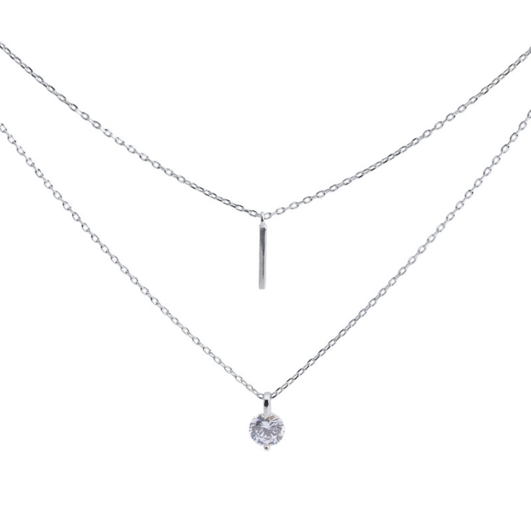 Necklace Dual-layer Wear-resistant Silver Plated Stylish Neck Wear for Banquet Image 11