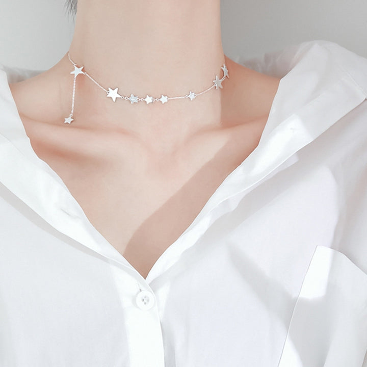 Star Necklace Electroplated Anti-rust Pendant Silver Plated Neck Chain for Daily Life Image 3