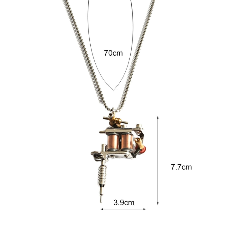 Fashion Unisex Tattoo Machine Pendant Silver Color Titanium Steel Hip Hop Sweater Chain Necklace Image 4