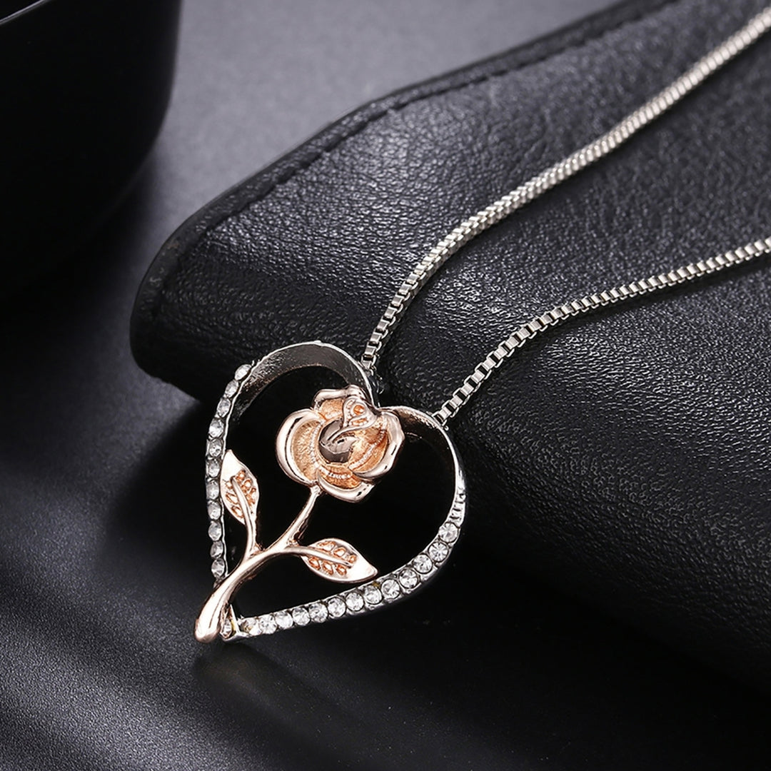 Necklace Rose Flower Shape Rust-proof Alloy Elegant Jewelry Necklace Supplies for Women Image 1