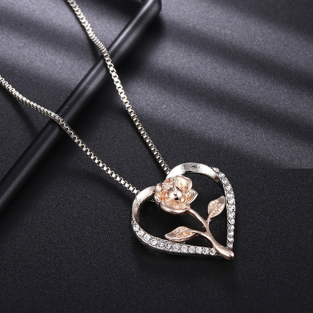 Necklace Rose Flower Shape Rust-proof Alloy Elegant Jewelry Necklace Supplies for Women Image 2