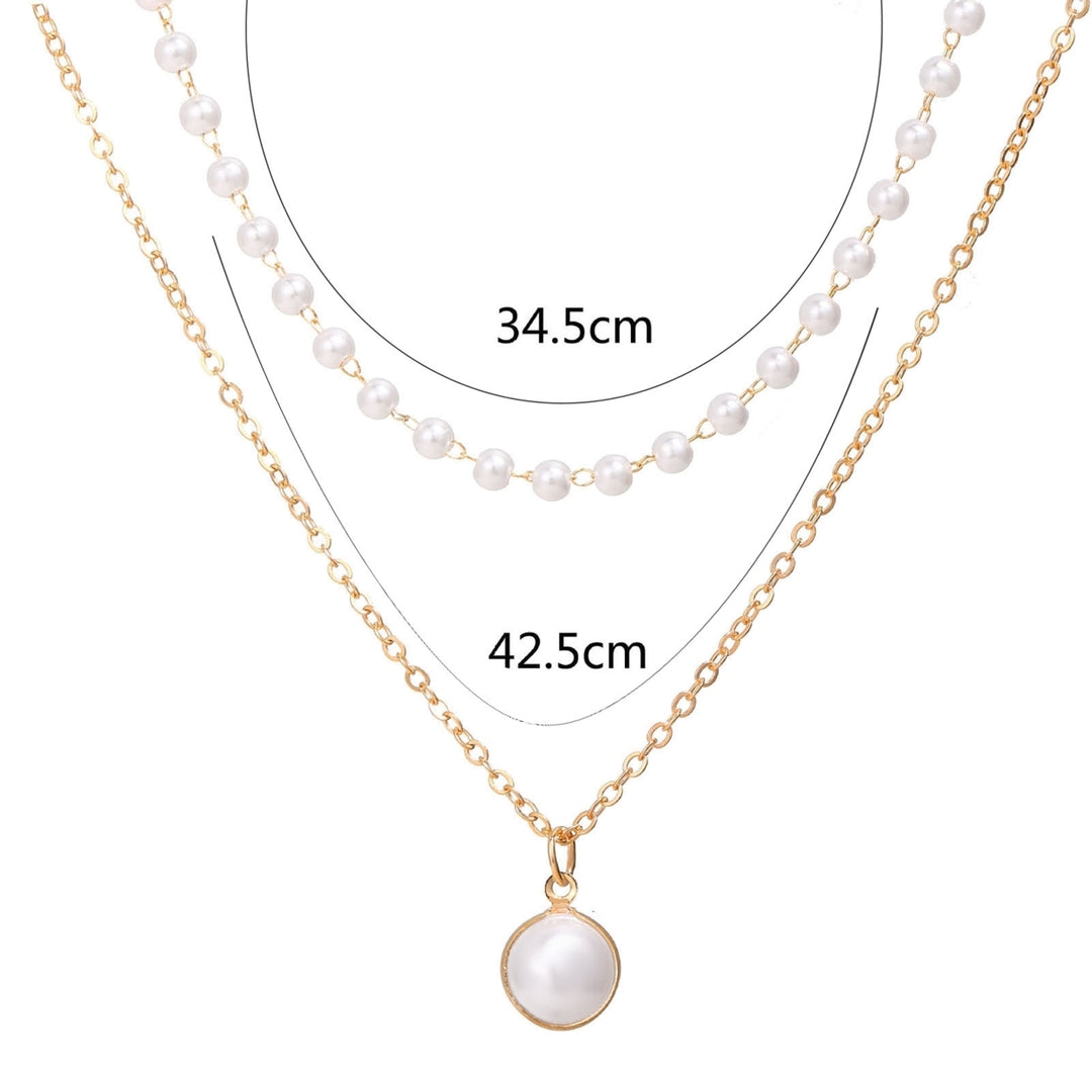 Pearl Necklace Double-layer Simple Alloy Female Clavicle Chain for Party Image 4