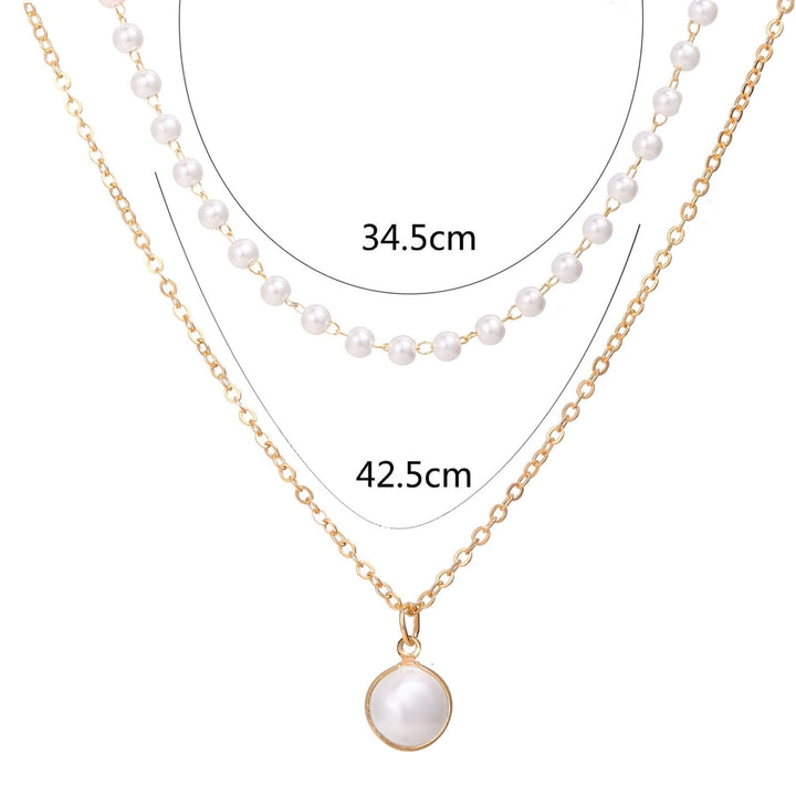 Pearl Necklace Double-layer Simple Alloy Female Clavicle Chain for Party Image 4