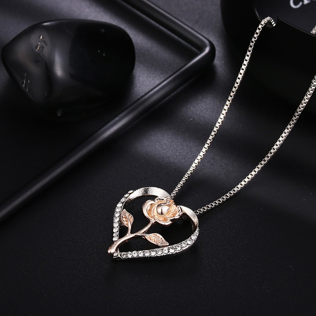 Necklace Rose Flower Shape Rust-proof Alloy Elegant Jewelry Necklace Supplies for Women Image 3