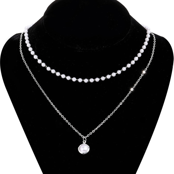 Pearl Necklace Double-layer Simple Alloy Female Clavicle Chain for Party Image 7