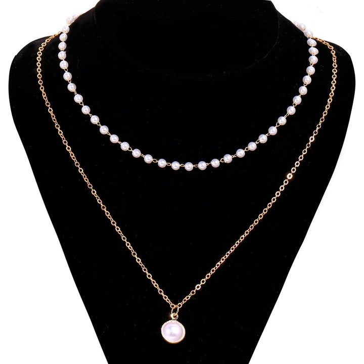 Pearl Necklace Double-layer Simple Alloy Female Clavicle Chain for Party Image 8