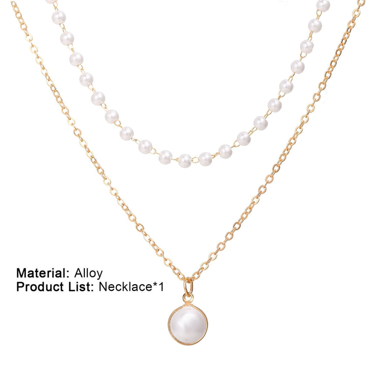 Pearl Necklace Double-layer Simple Alloy Female Clavicle Chain for Party Image 9