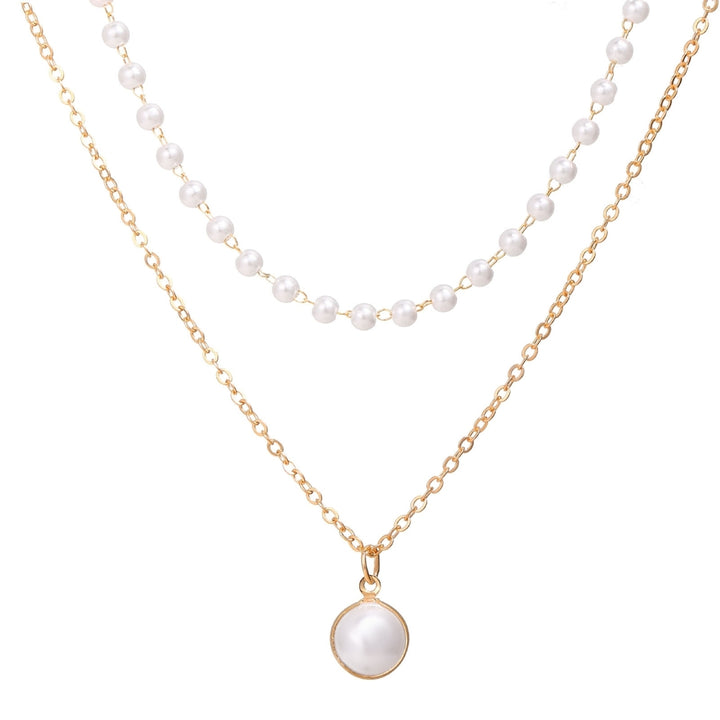 Pearl Necklace Double-layer Simple Alloy Female Clavicle Chain for Party Image 11