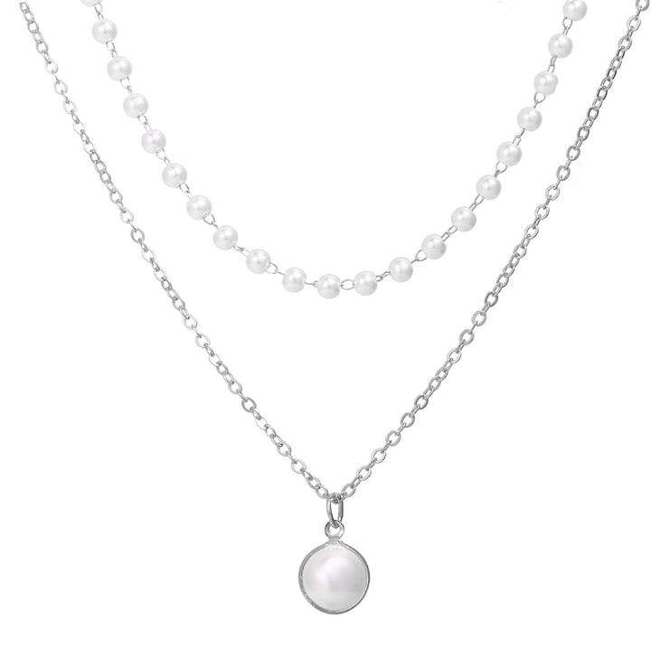 Pearl Necklace Double-layer Simple Alloy Female Clavicle Chain for Party Image 12