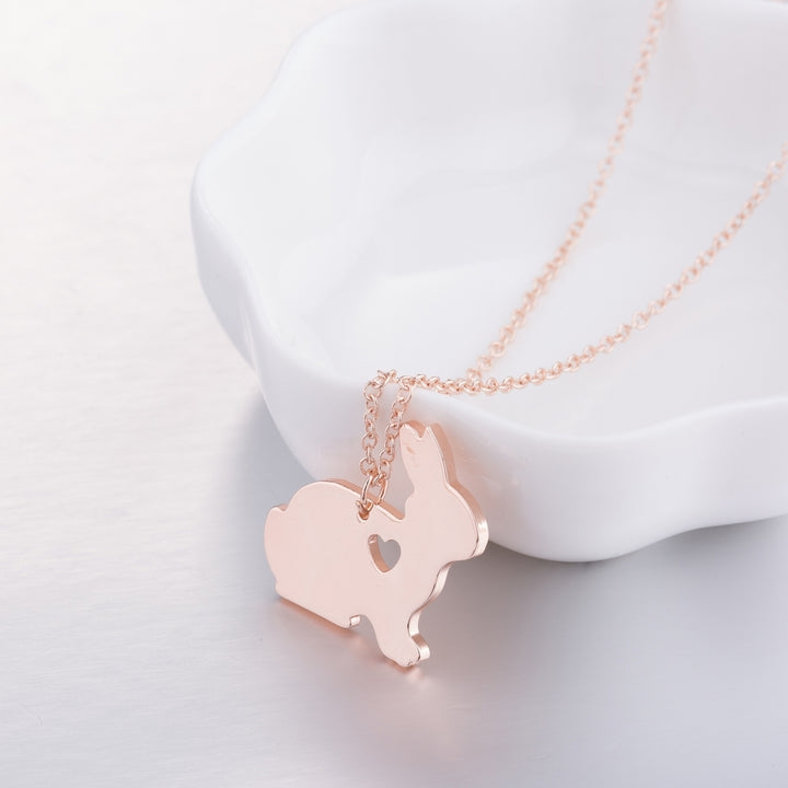 Simple Bunny Pendant Engraved Heart Clavicle Chain Clavicle Necklace for Easter Image 2