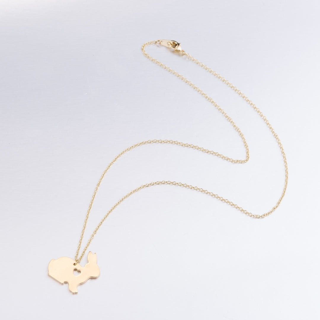 Simple Bunny Pendant Engraved Heart Clavicle Chain Clavicle Necklace for Easter Image 3