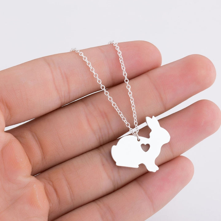 Simple Bunny Pendant Engraved Heart Clavicle Chain Clavicle Necklace for Easter Image 4