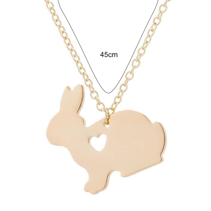 Simple Bunny Pendant Engraved Heart Clavicle Chain Clavicle Necklace for Easter Image 4