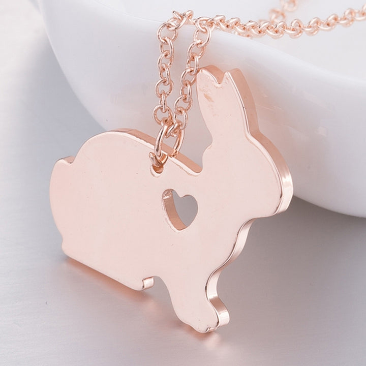 Simple Bunny Pendant Engraved Heart Clavicle Chain Clavicle Necklace for Easter Image 6