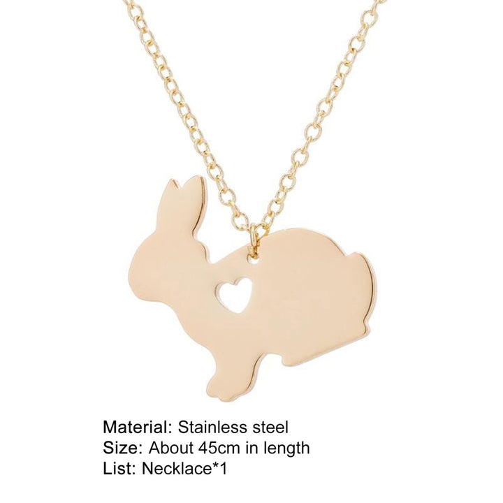 Simple Bunny Pendant Engraved Heart Clavicle Chain Clavicle Necklace for Easter Image 7